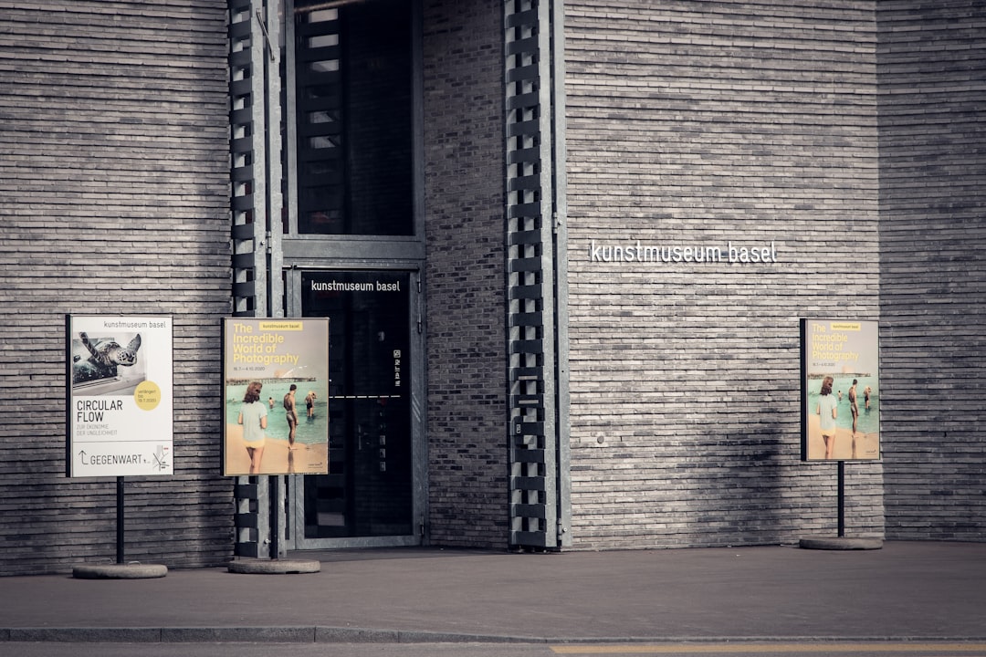 Art museum entrance, vintage style