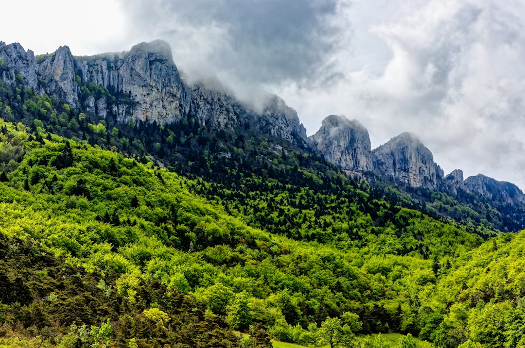 green and gray mountain under white clouds